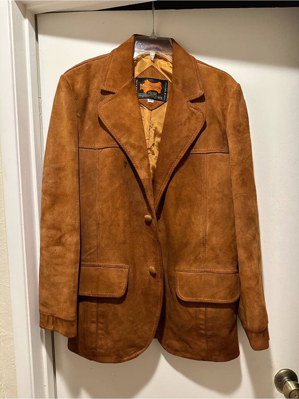 Vintage 1970’s Suede Blazer Jacket in Rustic Brown - Size 40 - Camel Color